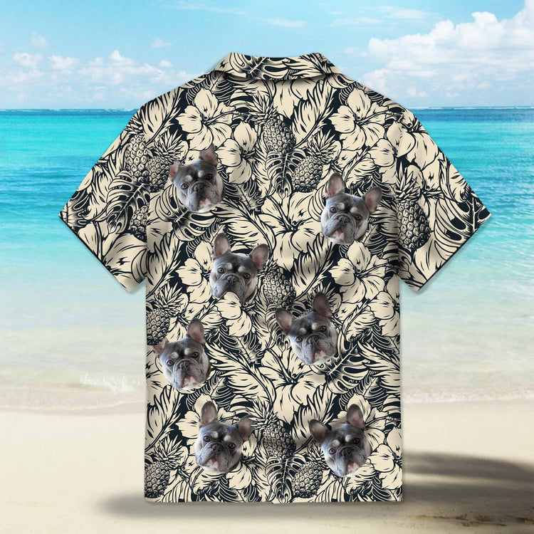 Botanical Tropical Garden in Black and Ivory Custom Hawaiian Shirt. Featuring elegant botanical designs in a monochrome color scheme, perfect for a stylish tropical look.