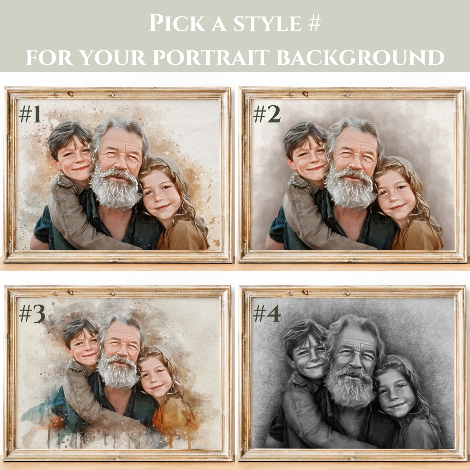 Turn your family photos into art! Our skilled portrait painting artists create custom family portraits, including paintings of deceased loved ones with family. Capture your cherished memories in a beautiful, hand-painted masterpiece.