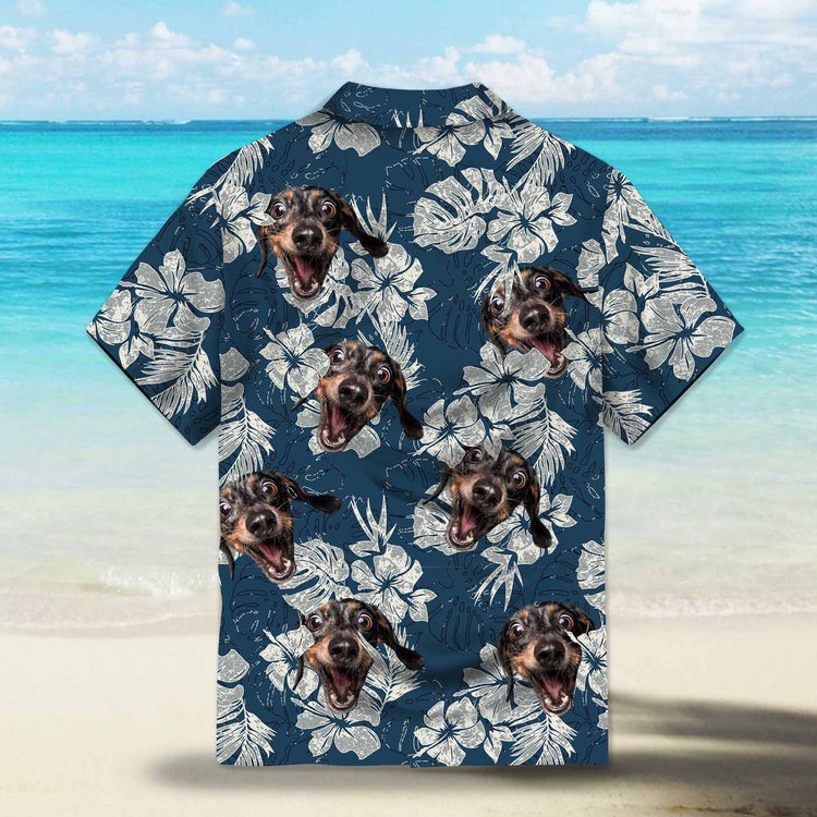 Grunge Textured Blue Hibiscus Custom Hawaiian Shirt featuring blue hibiscus flowers and tropical leaves with a grunge texture. Perfect for summer vacations, beach outings, and Hawaiian-themed events. Designed for a stylish and vintage look.