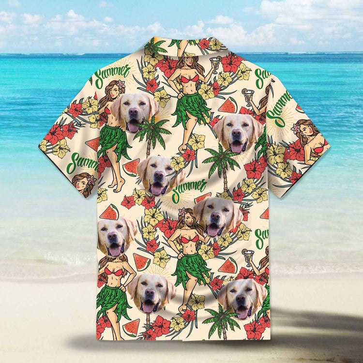 Hawaiian Summer Party Custom Hawaiian Shirt. Featuring vibrant tropical designs perfect for summer parties, with hibiscus flowers, palm trees, Polynesian girls and beach elements.