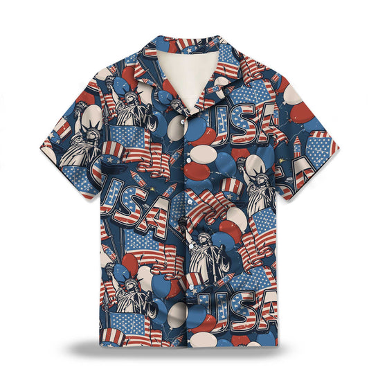Retro USA Flag Custom Hawaiian Shirts. Featuring vintage-inspired designs with the iconic USA flag motif in retro colors, perfect for patriotic celebrations like Independence Day.