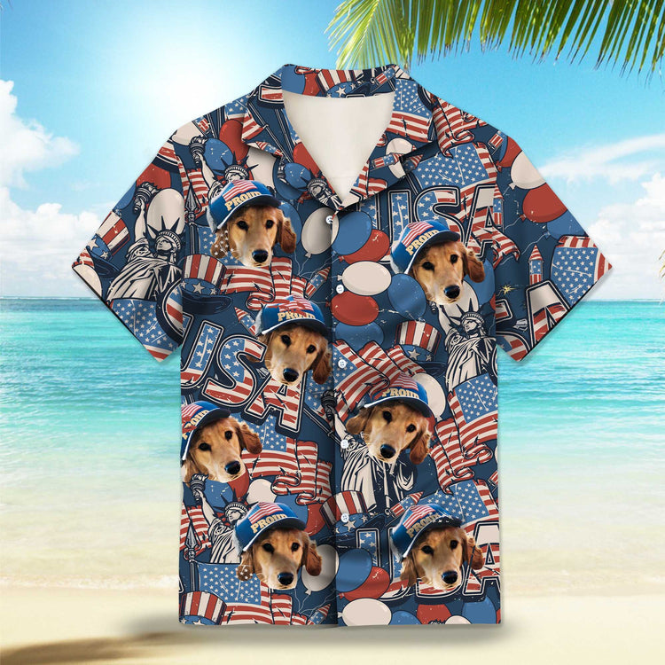 Retro USA Flag Custom Hawaiian Shirts. Featuring vintage-inspired designs with the iconic USA flag motif in retro colors, perfect for patriotic celebrations like Independence Day.