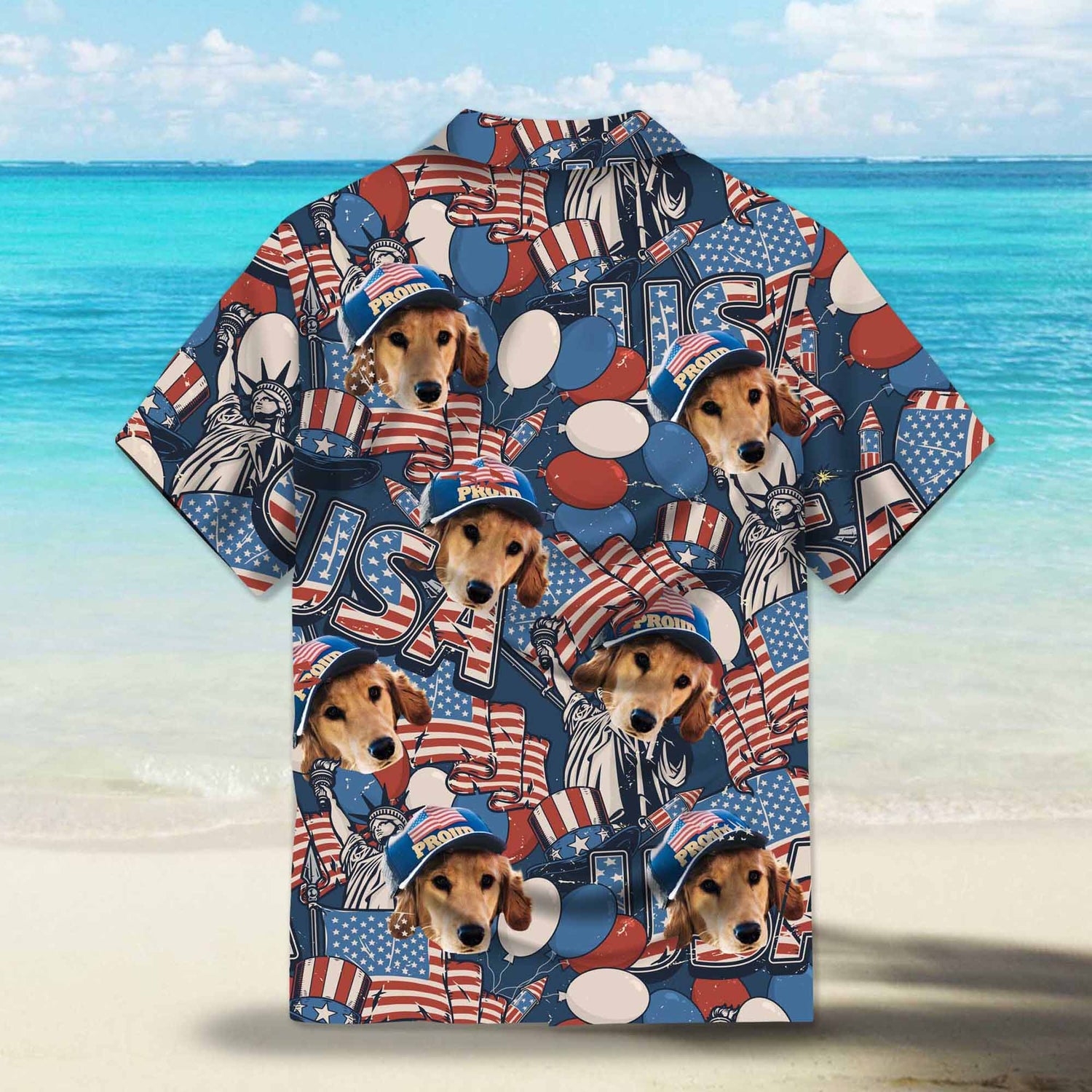 Retro USA Flag Custom Hawaiian Shirts. Featuring vintage-inspired designs with the iconic USA flag motif in retro colors, perfect for patriotic celebrations like Independence Day.