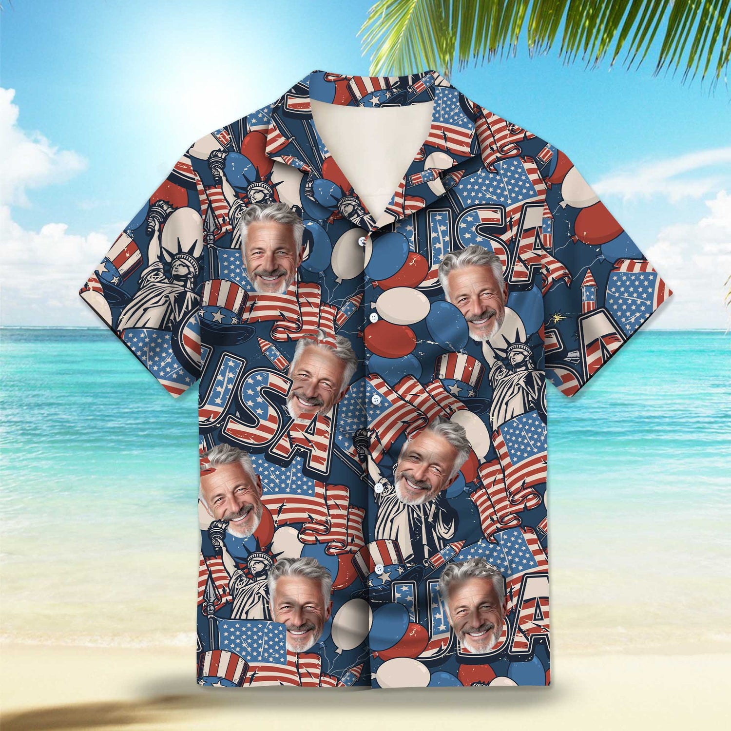 Retro USA Flag Custom Hawaiian Shirts. Featuring vintage-inspired designs with the iconic USA flag motif in retro colors, perfect for patriotic celebrations like Independence Day.