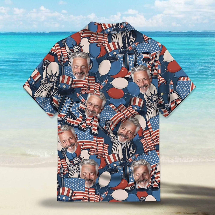 Retro USA Flag Custom Hawaiian Shirts. Featuring vintage-inspired designs with the iconic USA flag motif in retro colors, perfect for patriotic celebrations like Independence Day.