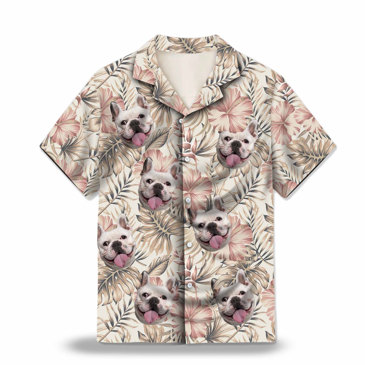 Vintage Hibiscus Flowers Palm Leaves Custom Hawaiian Shirt. Classic design with hibiscus flowers and palm leaves in a vintage style. Perfect for a tropical getaway.