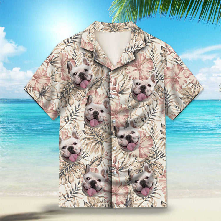 Vintage Hibiscus Flowers Palm Leaves Custom Hawaiian Shirt. Classic design with hibiscus flowers and palm leaves in a vintage style. Perfect for a tropical getaway.