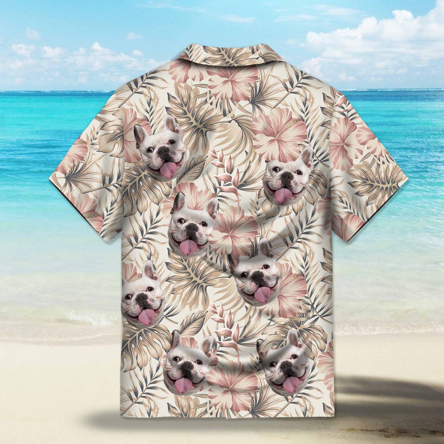 Vintage Hibiscus Flowers Palm Leaves Custom Hawaiian Shirt. Classic design with hibiscus flowers and palm leaves in a vintage style. Perfect for a tropical getaway.