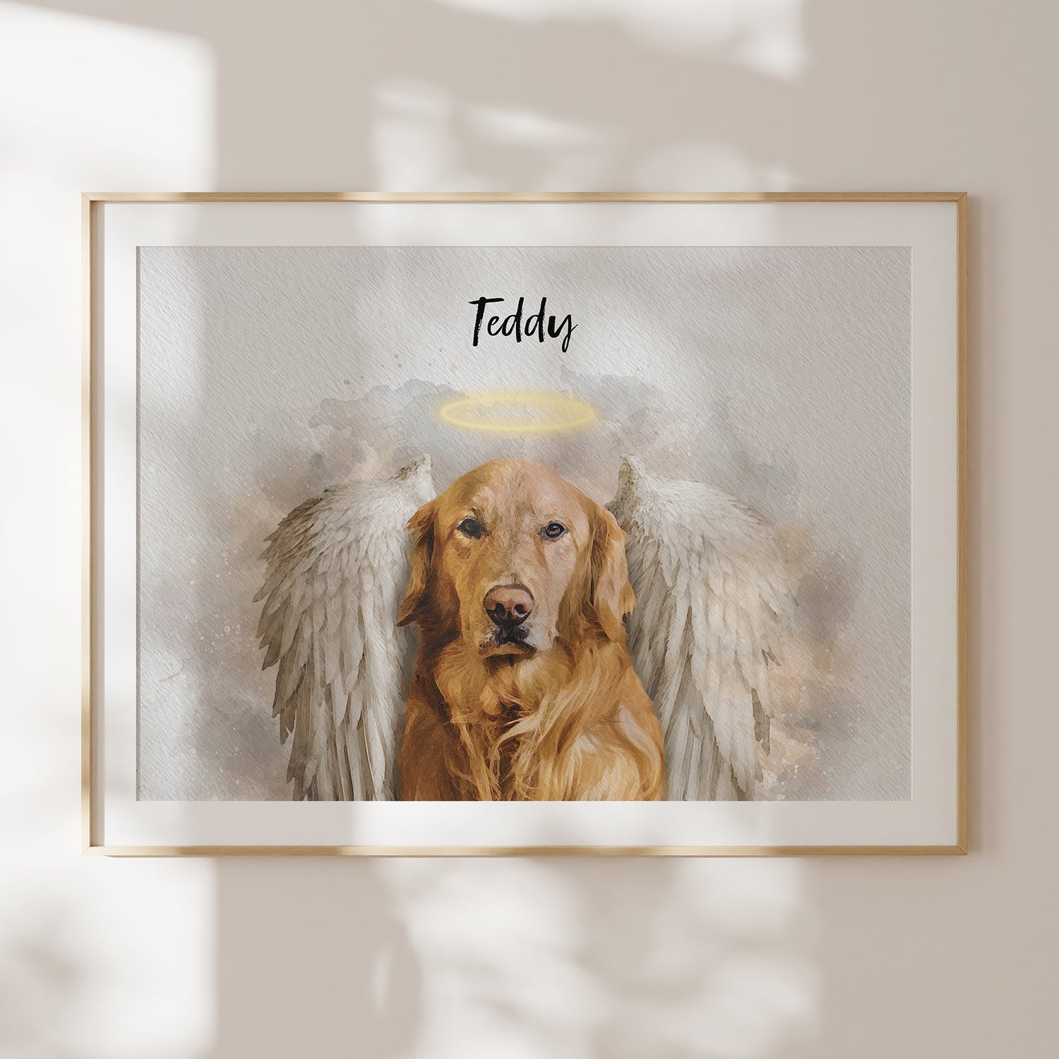 Custom Dog/Cat/Pet Portrait Cartoon Watercolor Effect Photo Paints on Canvas  with Your Uploads Wall Art for Home Decoration, Personalized Memorial Gift  for Pet Lovers